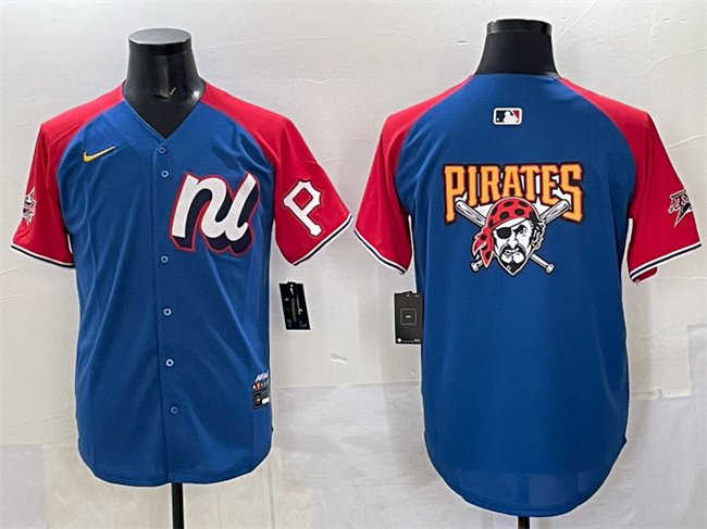 Men's Blue/Red National League Pittsburgh Pirates Team Big Logo Alternate 2025 All-Star Edition Limited Stitched Baseball Jersey